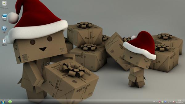 小盒子派发圣诞礼物win7系统电脑主题