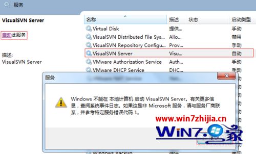 Win7系统下VisualSVN Server安装启动失败的解决方法