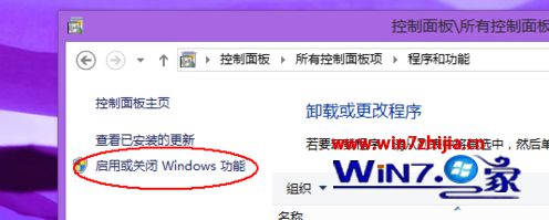 选择“启动或关闭Windows功能”