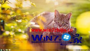 树墩上的小花猫可爱Win7系统主题